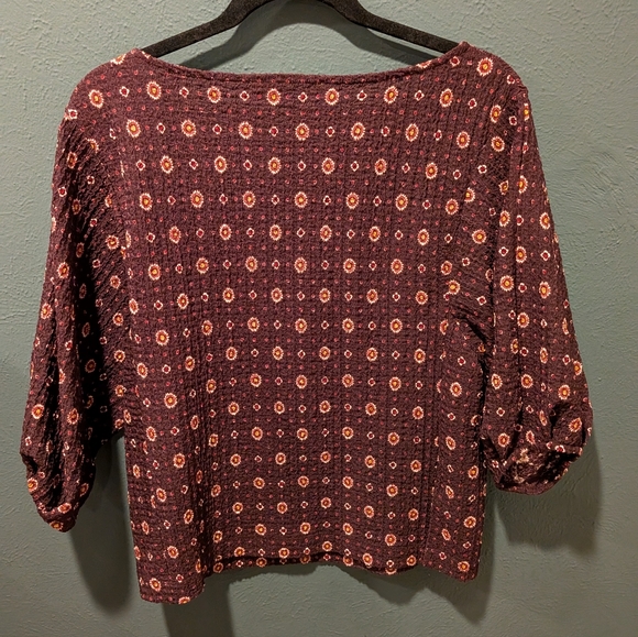 LOFT Women's Dark Purple Patterned Blouse - Picture 4 of 4